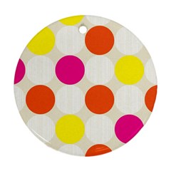 Polka Dots Background Colorful Round Ornament (two Sides) by Modern2018