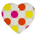 Polka Dots Background Colorful Heart Ornament (Two Sides) Back