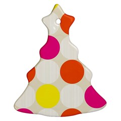 Polka Dots Background Colorful Christmas Tree Ornament (two Sides) by Modern2018