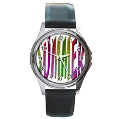 Summer Colorful Rainbow Typography Round Metal Watch by yoursparklingshop