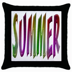 Summer Colorful Rainbow Typography Throw Pillow Case (black) by yoursparklingshop