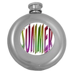 Summer Colorful Rainbow Typography Round Hip Flask (5 Oz) by yoursparklingshop