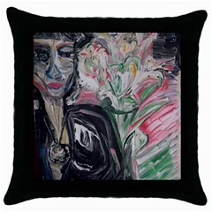 Lady With Lillies Throw Pillow Case (black) by bestdesignintheworld