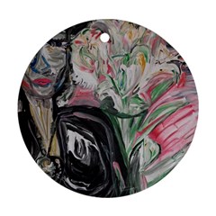 Lady With Lillies Round Ornament (two Sides) by bestdesignintheworld