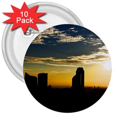 Skyline Sunset Buildings Cityscape 3  Buttons (10 Pack) 