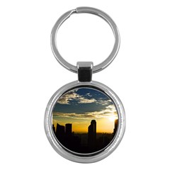 Skyline Sunset Buildings Cityscape Key Chains (round)  by Simbadda
