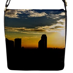 Skyline Sunset Buildings Cityscape Flap Messenger Bag (s) by Simbadda
