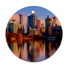 Vancouver Canada Sea Ocean Round Ornament (two Sides) by Simbadda