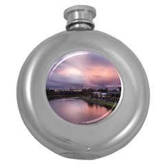 Sunset Melbourne Yarra River Round Hip Flask (5 Oz)
