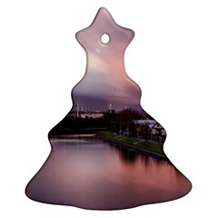 Sunset Melbourne Yarra River Christmas Tree Ornament (two Sides) by Simbadda