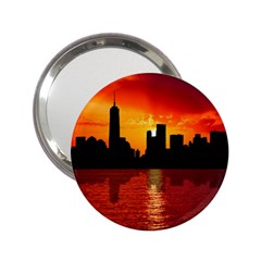 Skyline New York City Sunset Dusk 2 25  Handbag Mirrors by Simbadda