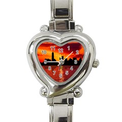 Skyline New York City Sunset Dusk Heart Italian Charm Watch by Simbadda