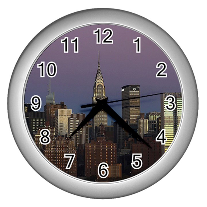 Skyline City Manhattan New York Wall Clocks (Silver) 