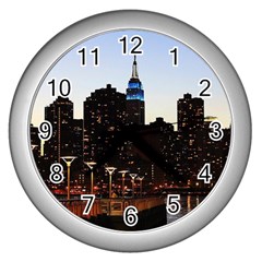 New York City Skyline Building Wall Clocks (silver) 