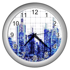 Skyscrapers City Skyscraper Zirkel Wall Clocks (silver) 