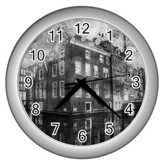 Reflection Canal Water Street Wall Clocks (silver) 