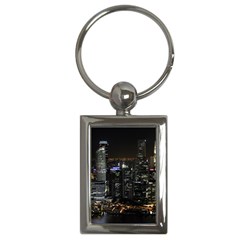 City At Night Lights Skyline Key Chains (rectangle)  by Simbadda