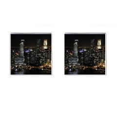 City At Night Lights Skyline Cufflinks (square) by Simbadda