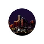 Dallas Texas Skyline Dusk Usa Rubber Round Coaster (4 pack)  Front