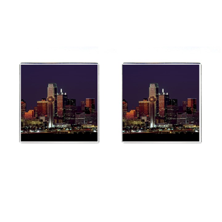 Dallas Texas Skyline Dusk Usa Cufflinks (Square)