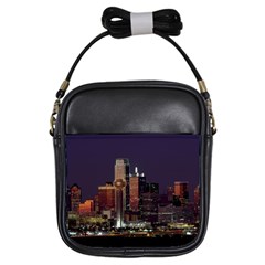 Dallas Texas Skyline Dusk Usa Girls Sling Bags by Simbadda