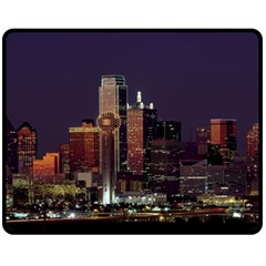 Dallas Texas Skyline Dusk Usa Fleece Blanket (medium)  by Simbadda