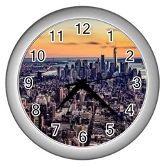 New York Skyline Architecture Nyc Wall Clocks (silver) 