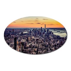 New York Skyline Architecture Nyc Oval Magnet by Simbadda