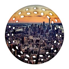 New York Skyline Architecture Nyc Round Filigree Ornament (two Sides) by Simbadda