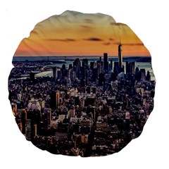 New York Skyline Architecture Nyc Large 18  Premium Round Cushions by Simbadda