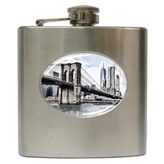 City Skyline Skyline City Cityscape Hip Flask (6 Oz) by Simbadda