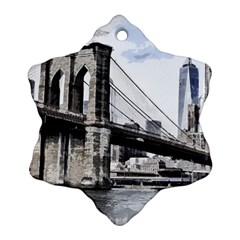 City Skyline Skyline City Cityscape Snowflake Ornament (two Sides) by Simbadda