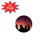 Skyline Panoramic City Architecture 1  Mini Buttons (10 pack)  Front