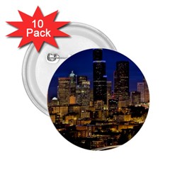 Skyline Downtown Seattle Cityscape 2 25  Buttons (10 Pack)  by Simbadda