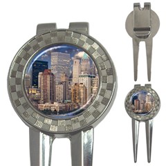 New York Skyline Manhattan Hudson 3-in-1 Golf Divots by Simbadda