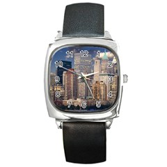 New York Skyline Manhattan Hudson Square Metal Watch by Simbadda