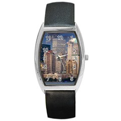 New York Skyline Manhattan Hudson Barrel Style Metal Watch by Simbadda