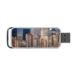 New York Skyline Manhattan Hudson Portable Usb Flash (one Side) by Simbadda