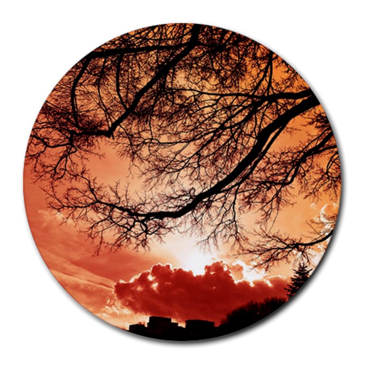 Tree Skyline Silhouette Sunset Round Mousepads