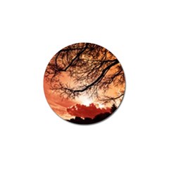 Tree Skyline Silhouette Sunset Golf Ball Marker