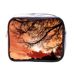 Tree Skyline Silhouette Sunset Mini Toiletries Bags