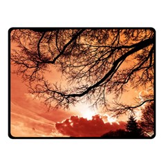 Tree Skyline Silhouette Sunset Fleece Blanket (Small)