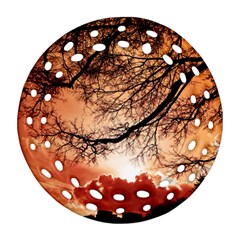 Tree Skyline Silhouette Sunset Ornament (Round Filigree)