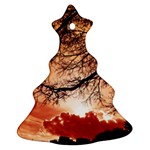 Tree Skyline Silhouette Sunset Christmas Tree Ornament (Two Sides) Back