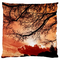 Tree Skyline Silhouette Sunset Large Cushion Case (One Side)