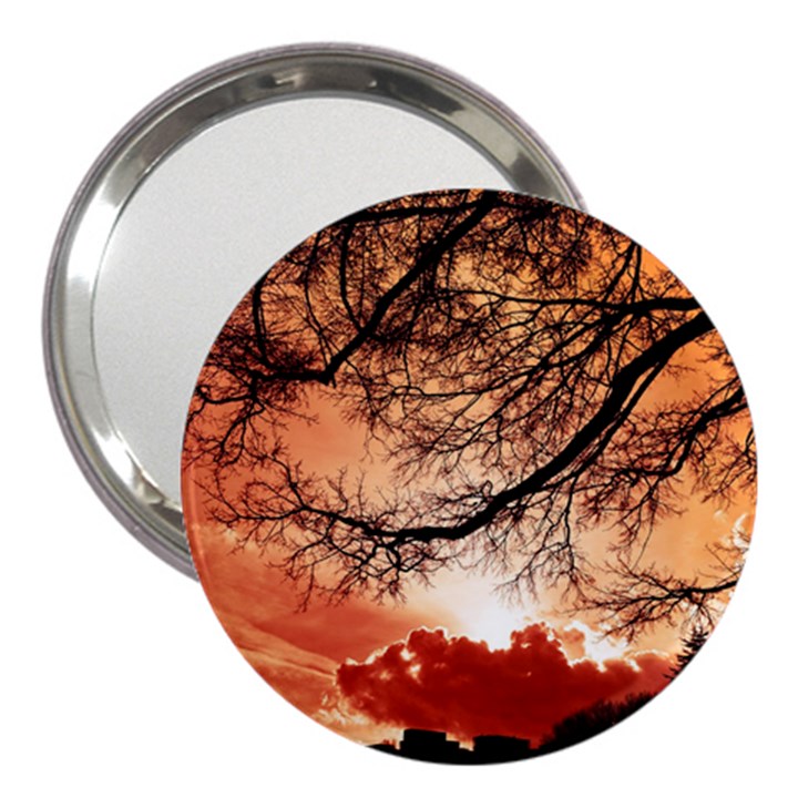 Tree Skyline Silhouette Sunset 3  Handbag Mirrors