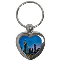 Frankfurt Germany Panorama City Key Chains (heart)  by Simbadda