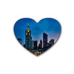 Frankfurt Germany Panorama City Rubber Coaster (heart)  by Simbadda