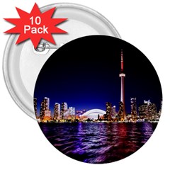 Toronto City Cn Tower Skydome 3  Buttons (10 Pack)  by Simbadda