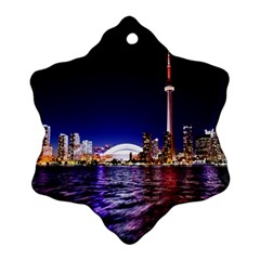 Toronto City Cn Tower Skydome Snowflake Ornament (two Sides) by Simbadda